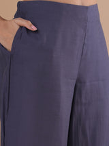 Panneled A line kurta with embroidery paired with lined palazzo in silk blend fabric