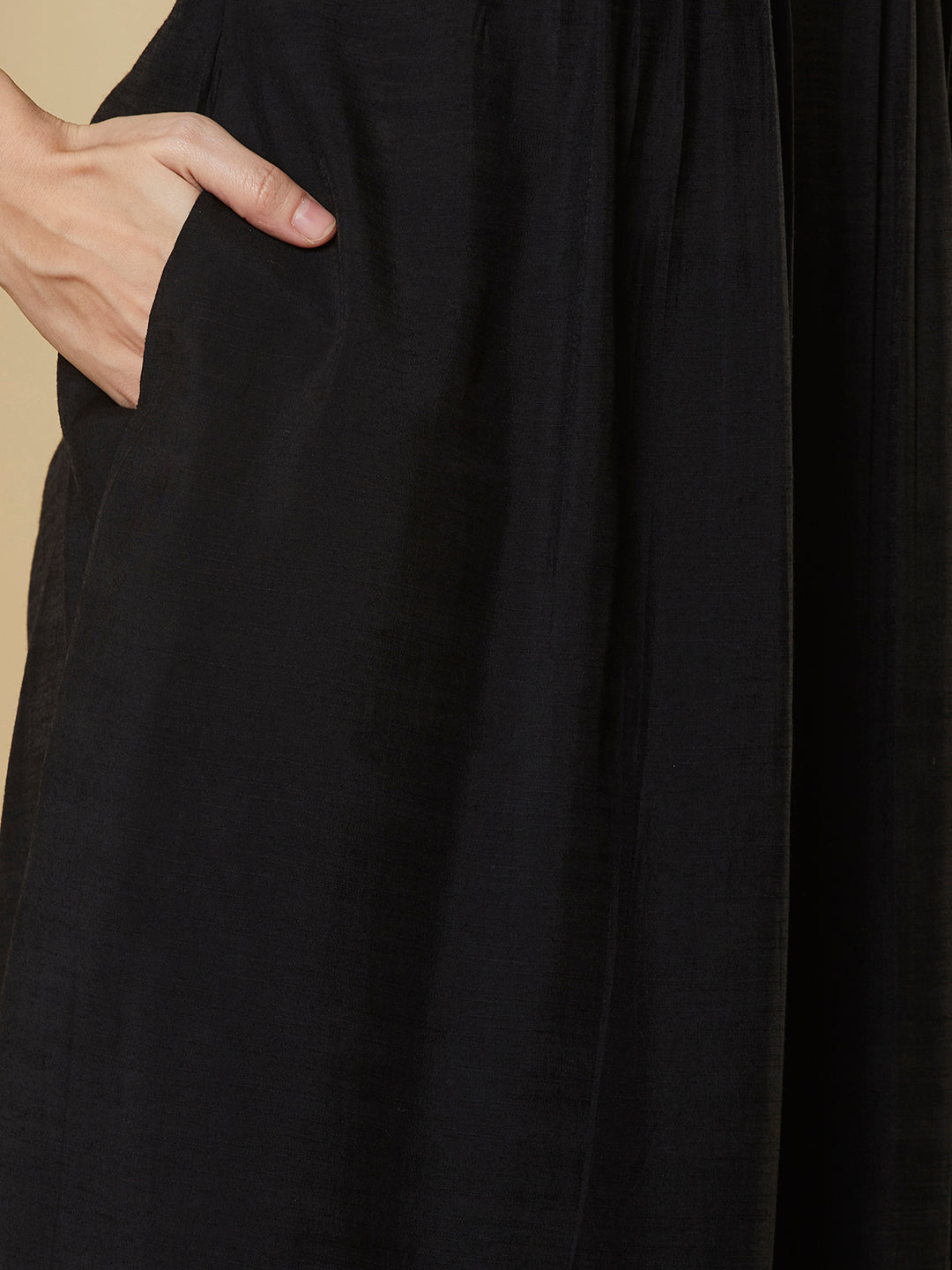 Party Edit- Embroidered silk blend kurta with pleating and sequin work paired with lined pants