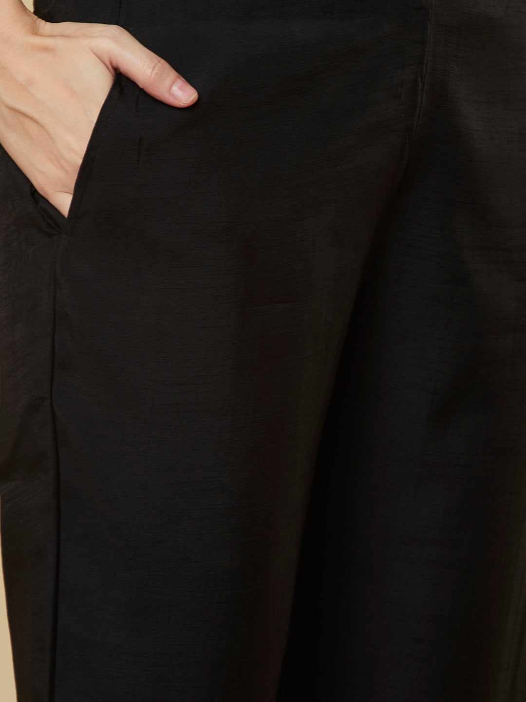 Party Edit- Embroidered silk blend kurta with pleating and sequin work paired with lined pants