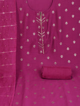 Pink foil print suit set coordinate with chanderi delicate Zari border and self colour bottom.