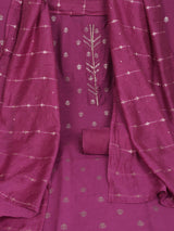 Pink foil print suit set coordinate with chanderi delicate Zari border and self colour bottom.