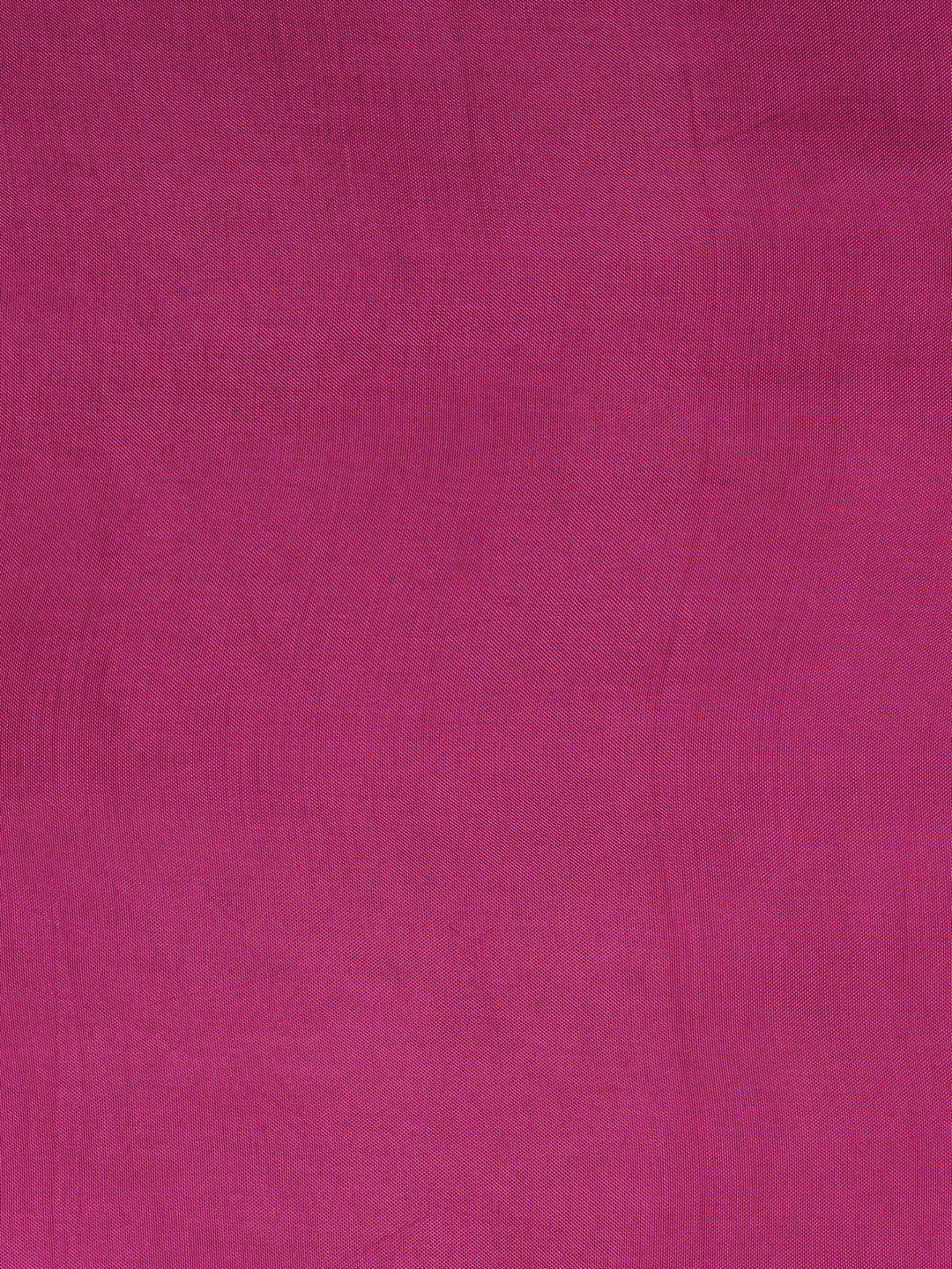 Party Edit- Pink foil print suit set coordinate with chanderi delicate Zari border and self colour bottom.