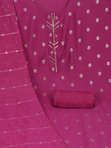 Pink foil print suit set coordinate with chanderi delicate Zari border and self colour bottom.