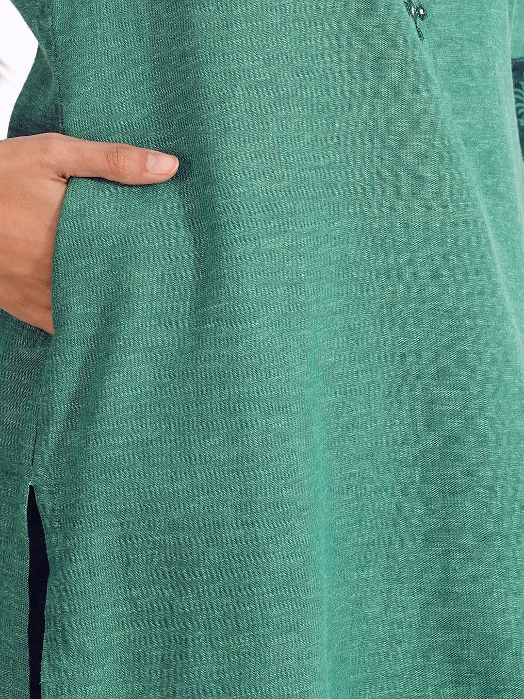 straight fit cotton embroidered suit set with a screen printed dupatta & self bottom.