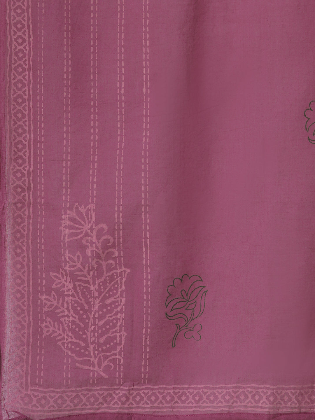 Magenta Applique Yoke Kurta Set with floral printed pants.