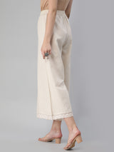A-line printed kurta set with embroidery and cotton flex palazzo.