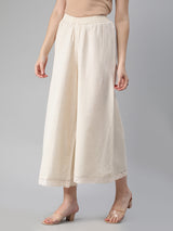 A-line printed kurta set with embroidery and cotton flex palazzo.