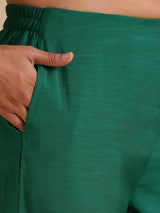 Party Edit- A-line kurta set with machine applique and embroidery paired with lined palazzos.
