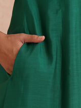 Party Edit- A-line kurta set with machine applique and embroidery paired with lined palazzos.