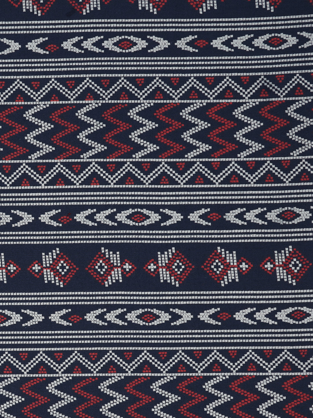 3-piece unstitched suit set featuring a butti-printed kurta with coordinated yoke detailing.