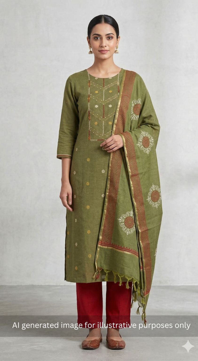 3-piece unstitched suit crafted in handloom cross-colored fabric, featuring a textured kurta.