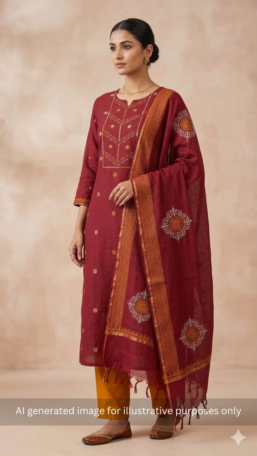 3-piece unstitched suit crafted in handloom cross-colored fabric, featuring a textured kurta.
