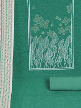 A 3-piece kurta set featuring a solid kurta with a block-printed yoke highlighted with delicate embroidery.(Blue)