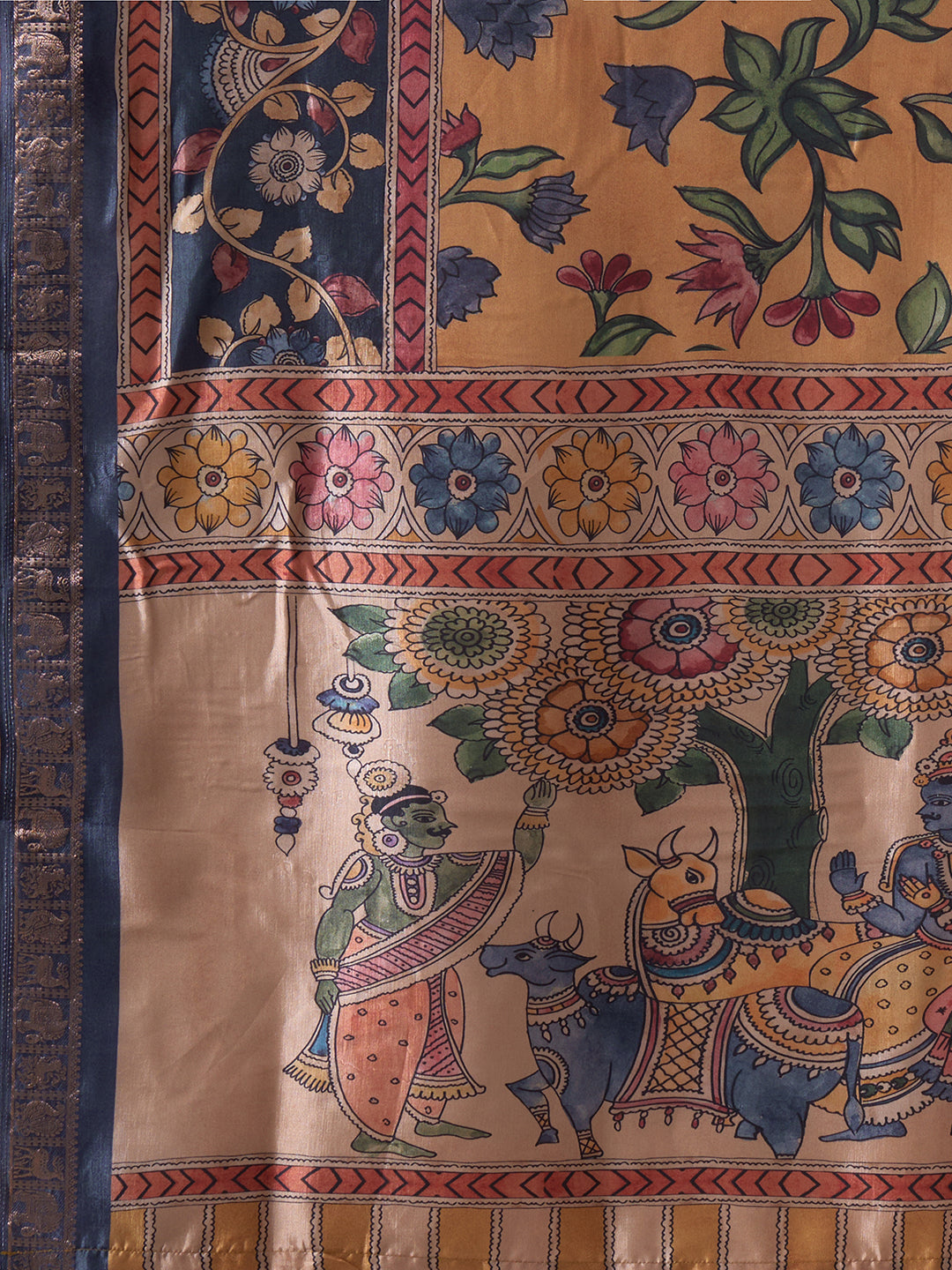 A-Line Silk Blend Kurta Suit Set with Embroidery, Plain Palazzo and Printed Dupatta.