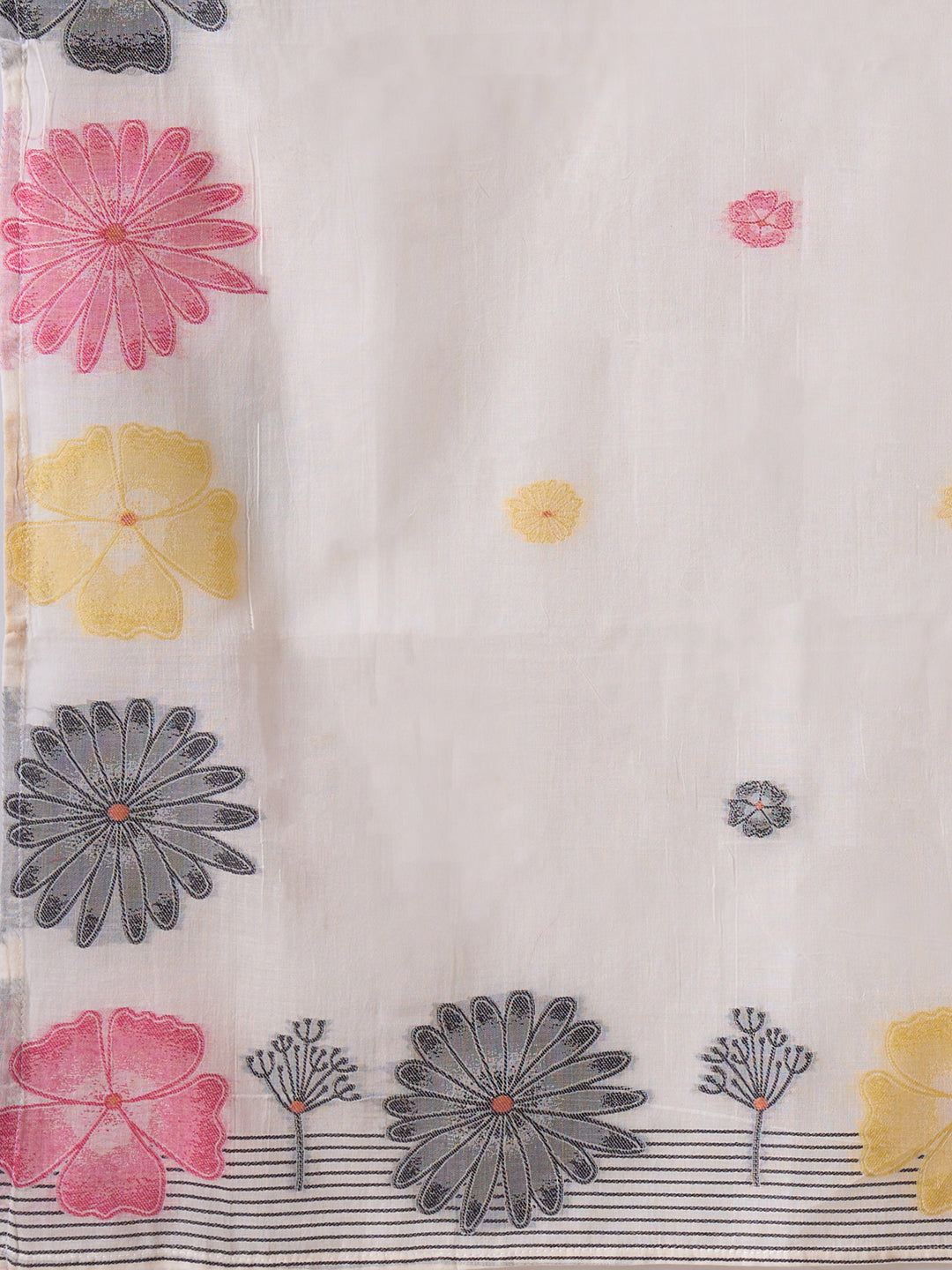 Straight Fit Textured Kurta Set with Floral Embroidery, Plain Pants & Printed Dupatta.