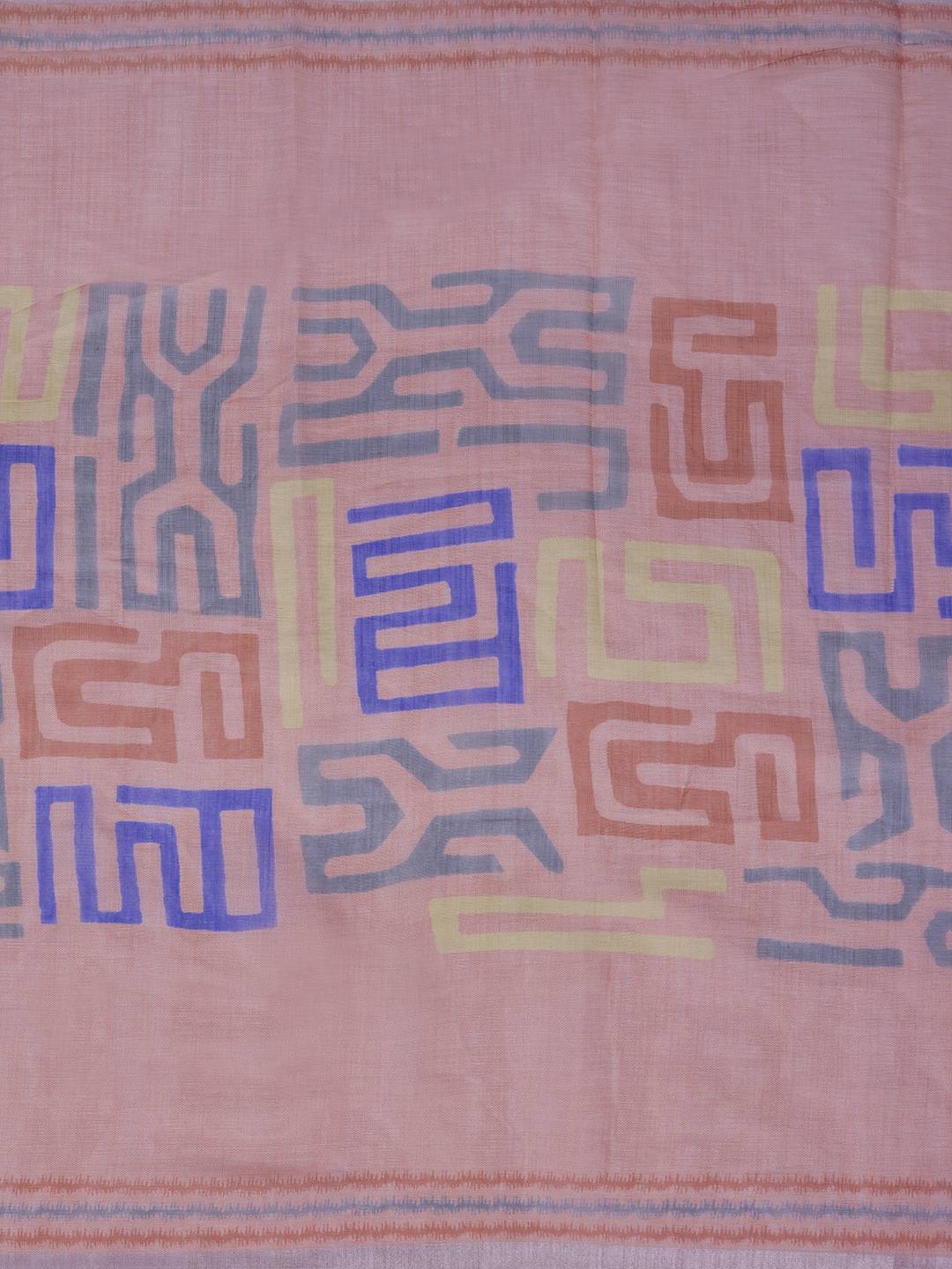 Cotton Dress Material with Mirror Work Yoke, Plain Bottom and Geometric Print Dupatta.(Pink)