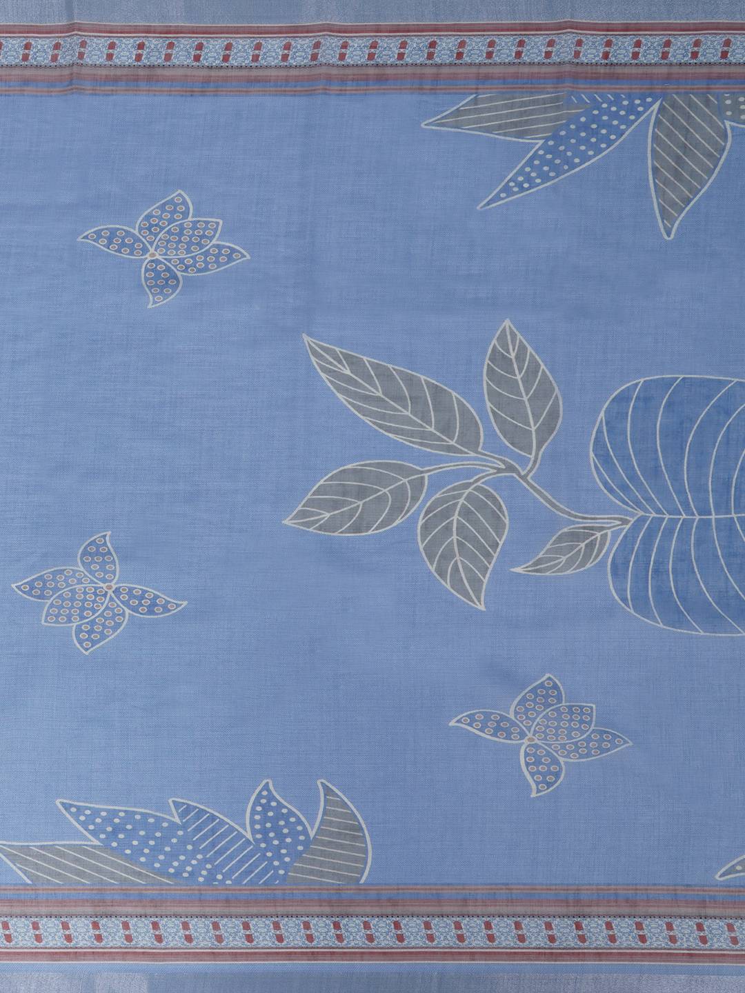 Cotton Dress Material with Mirror Work Yoke, Plain Bottom and Floral Print Dupatta.(Blue)