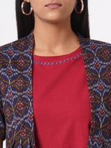 Flex print jacket with linen dress