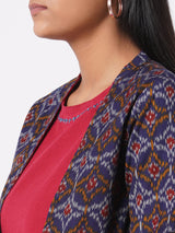 Flex print jacket with linen dress