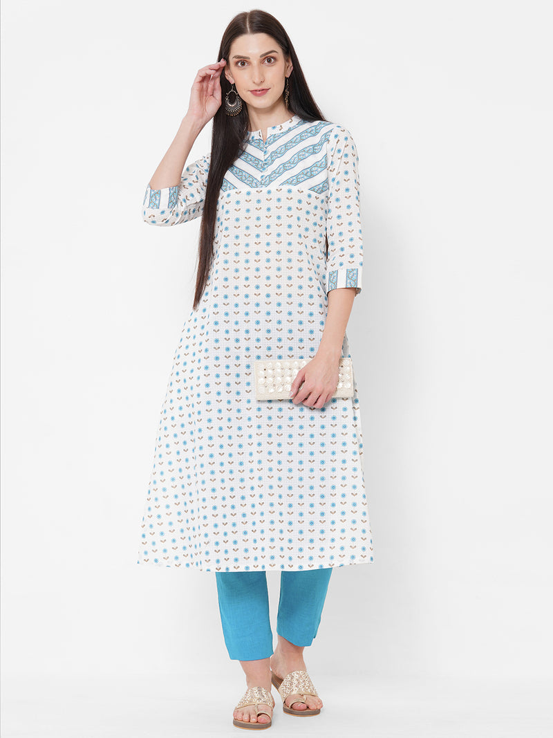 A line flower butti kurta