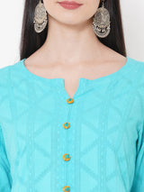 Flared kurta with block print and handwork