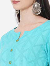 Flared kurta with block print and handwork