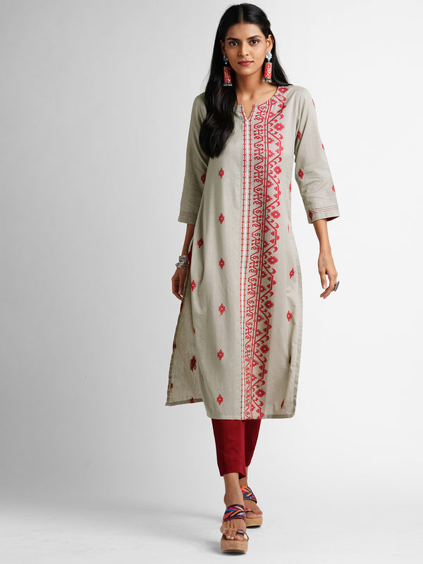 Leher - Straight fit cotton jamdani kurta