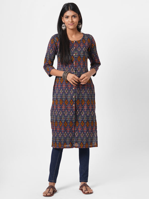 Straight fit flex ikat print kurta