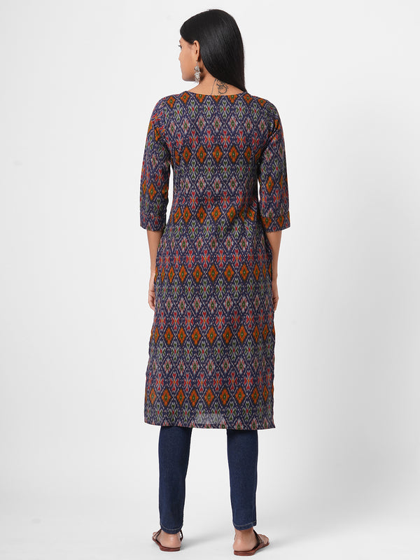 Straight fit flex ikat print kurta