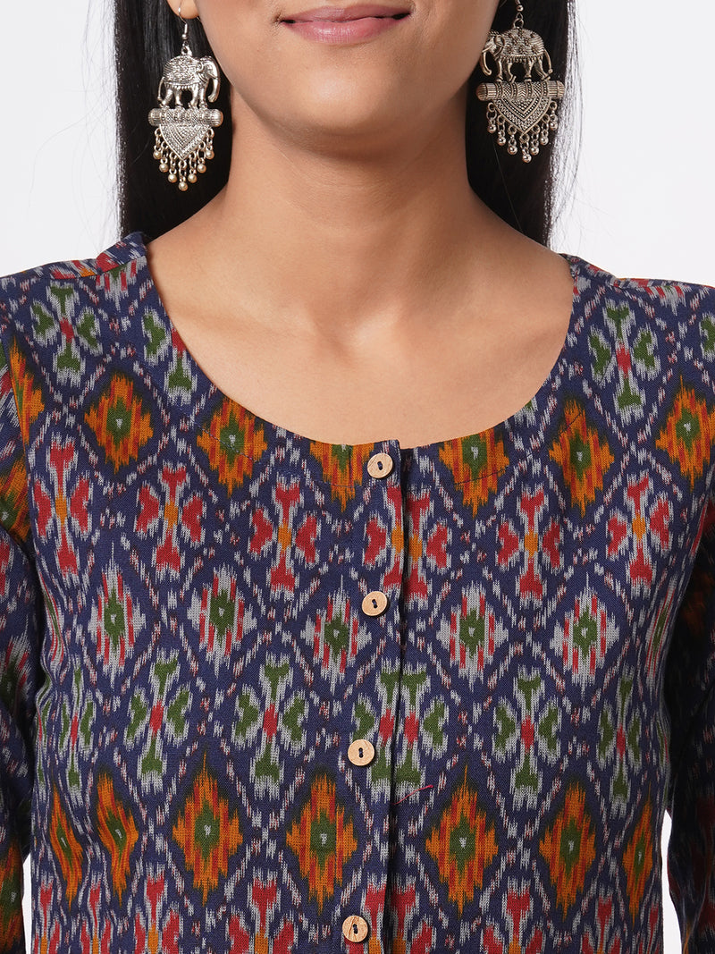 Straight fit flex ikat print kurta