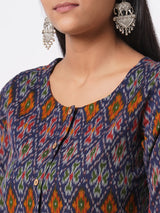 Straight fit flex ikat print kurta