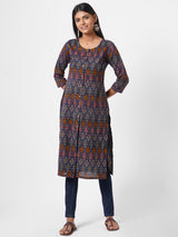 Straight fit flex ikat print kurta