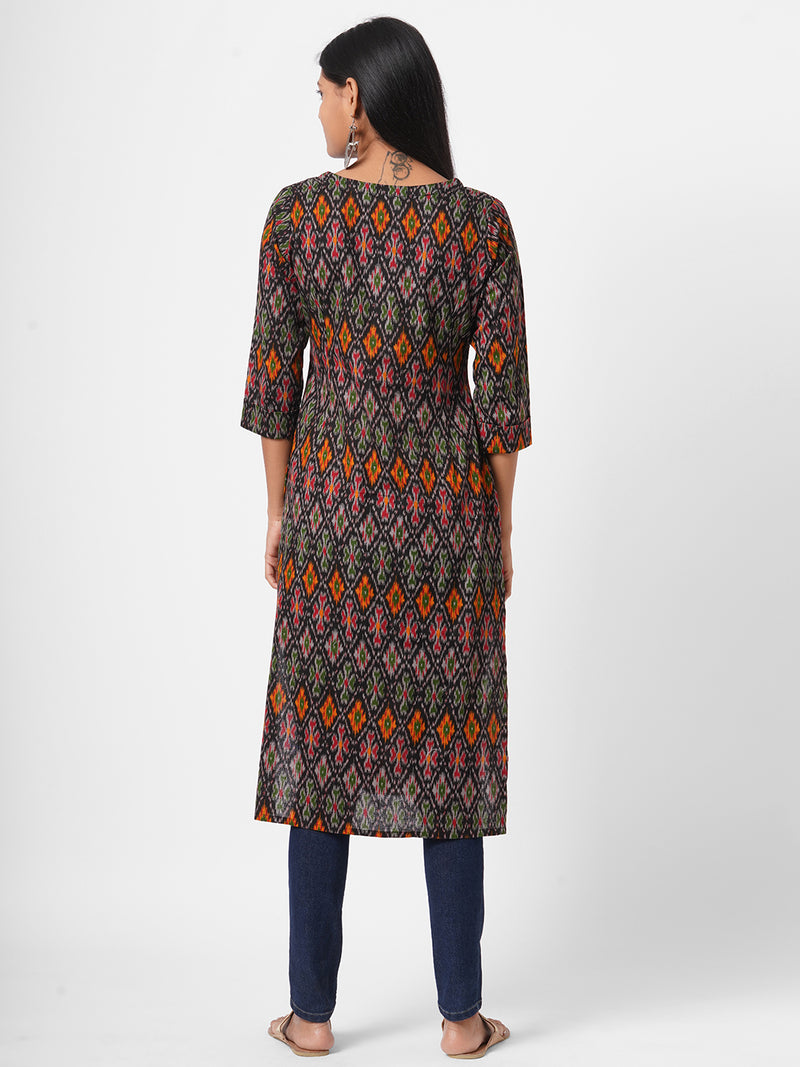 Straight fit flex ikat print kurta