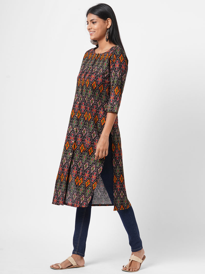 Straight fit flex ikat print kurta