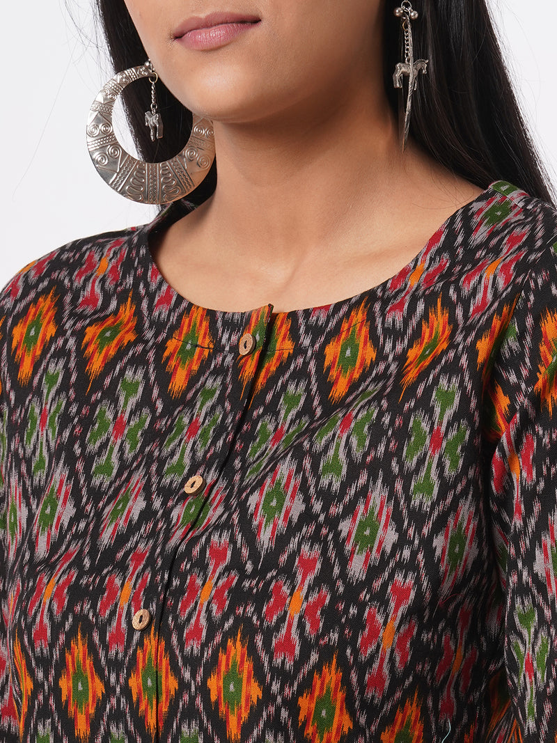 Straight fit flex ikat print kurta