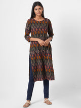 Straight fit flex ikat print kurta