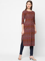 Straight fit flex ikat print kurta