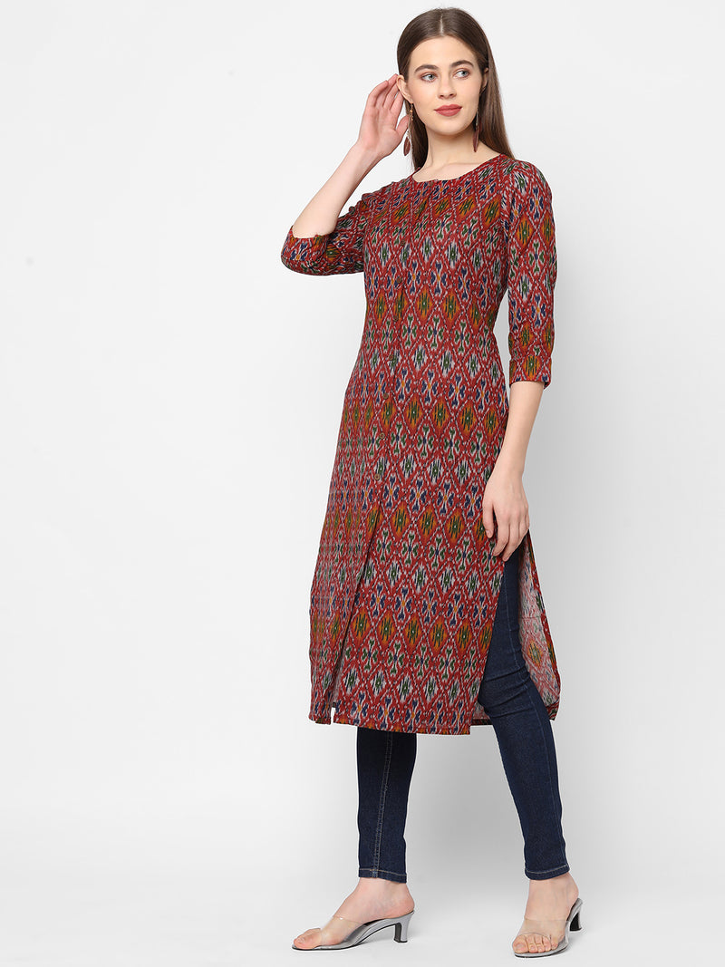 Straight fit flex ikat print kurta