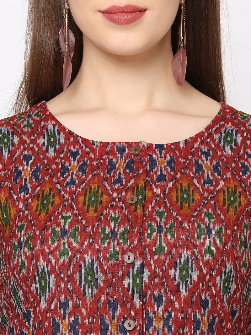 Straight fit flex ikat print kurta