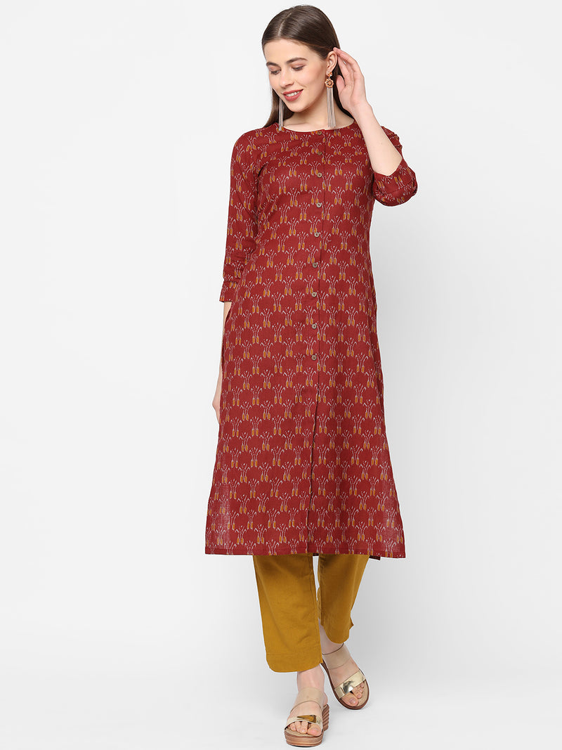 Straight fit flex ikkat print kurta