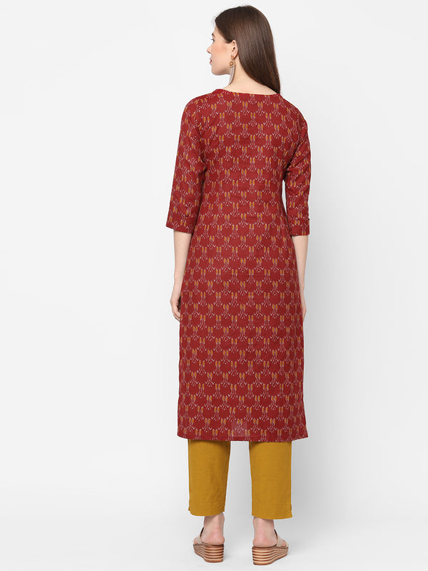 Straight fit flex ikkat print kurta