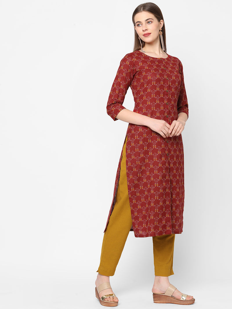 Straight fit flex ikkat print kurta