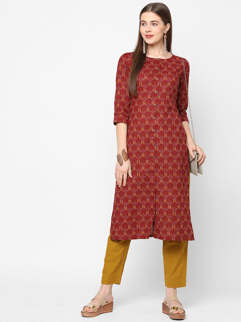 Straight fit flex ikkat print kurta