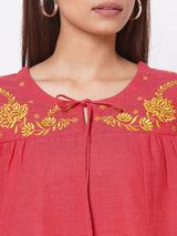 Khadi top with embroidery neck