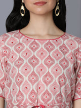 Udaan - Flared printed cotton dress with collar and buttoned placket detailing