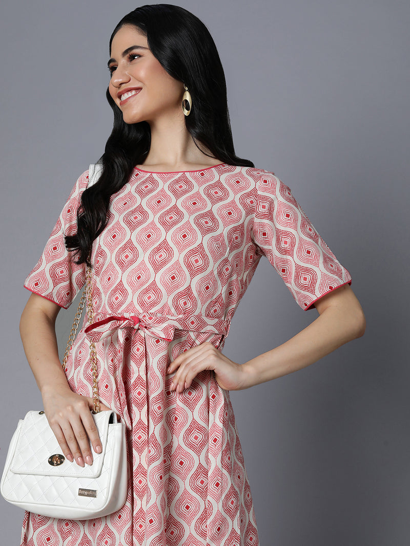 Udaan - Flared printed cotton dress with collar and buttoned placket detailing