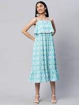 Printed Cotton Dress with Spaghetti sleeve