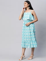 Printed Cotton Dress with Spaghetti sleeve