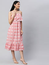 Printed Cotton Dress with Spaghetti sleeve