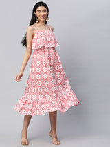 Printed Cotton Dress with Spaghetti sleeve